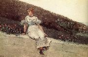Winslow Homer A woman sitting on a park wall Spain oil painting artist